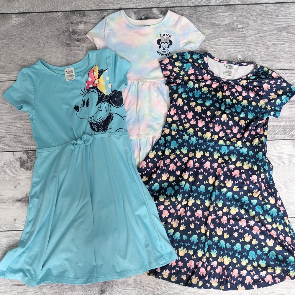 Three Minnie Mouse Themed Girls Dresses - Size 7/8